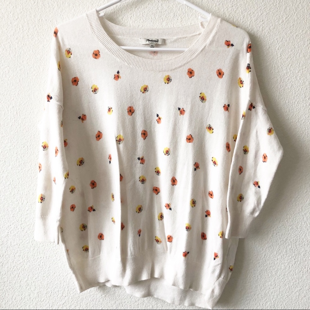 White Floral Dot Lightweight Women's Sweater